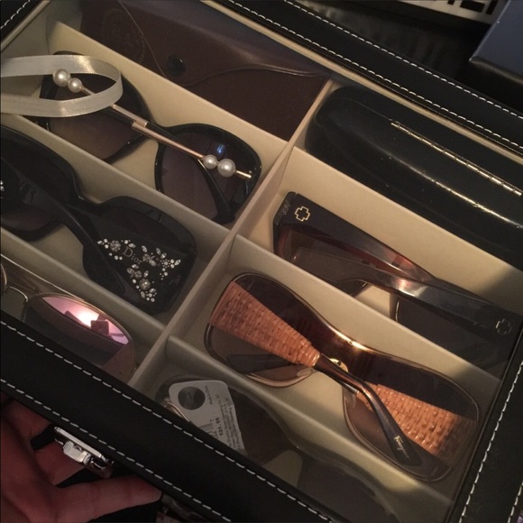 Black leather sunglasses display case sun shades - Picture 3 of 3